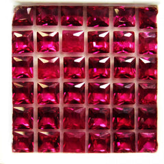 NATURAL Red RUBY Loose Gemstone 8 Pcs CERTIFIED Square Shape Lot