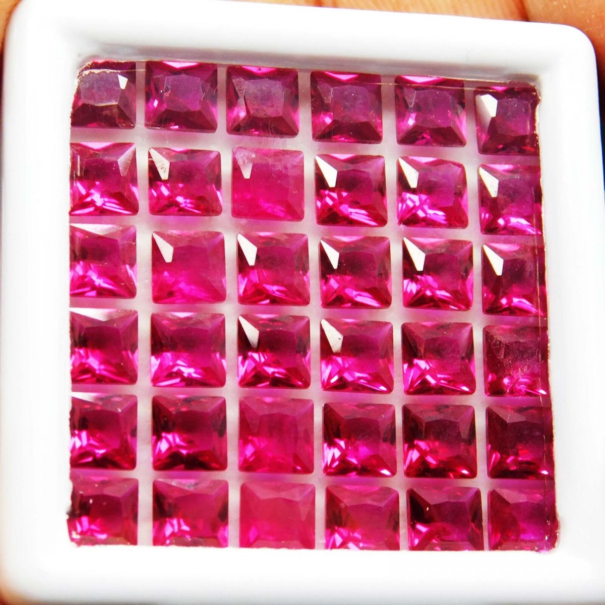 NATURAL Red RUBY Loose Gemstone 8 Pcs CERTIFIED Square Shape Lot