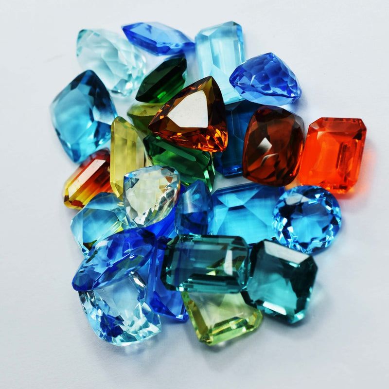 555 Ct Lab-Created Topaz Mix Color Gemstone eye clean clarity