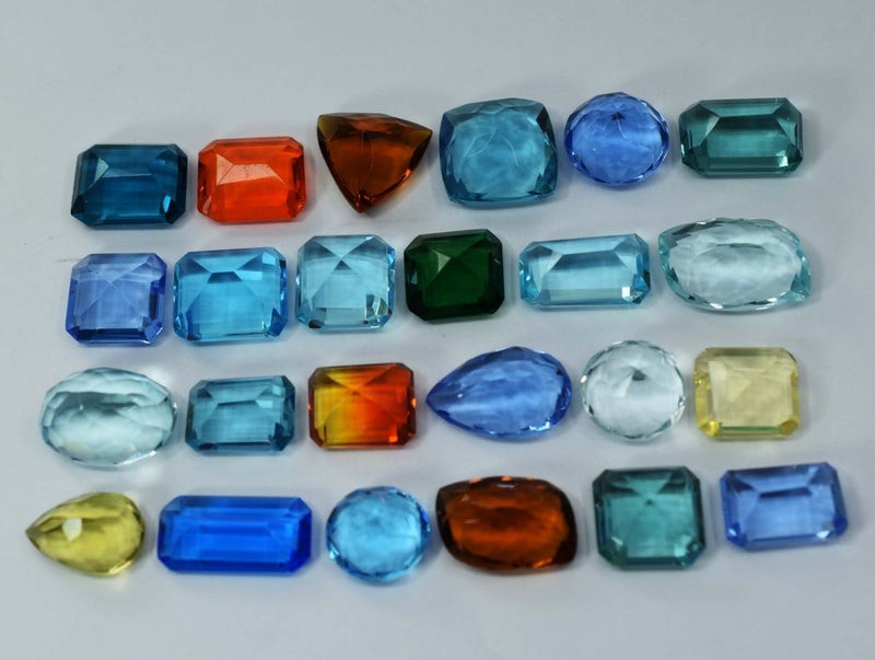 555 Ct Lab-Created Topaz Mix Color Gemstone close up view