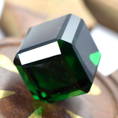 Cube Cut Lab-Created Emerald Green Pendent Size 53 Ct Loose Gemstone CERTIFIED