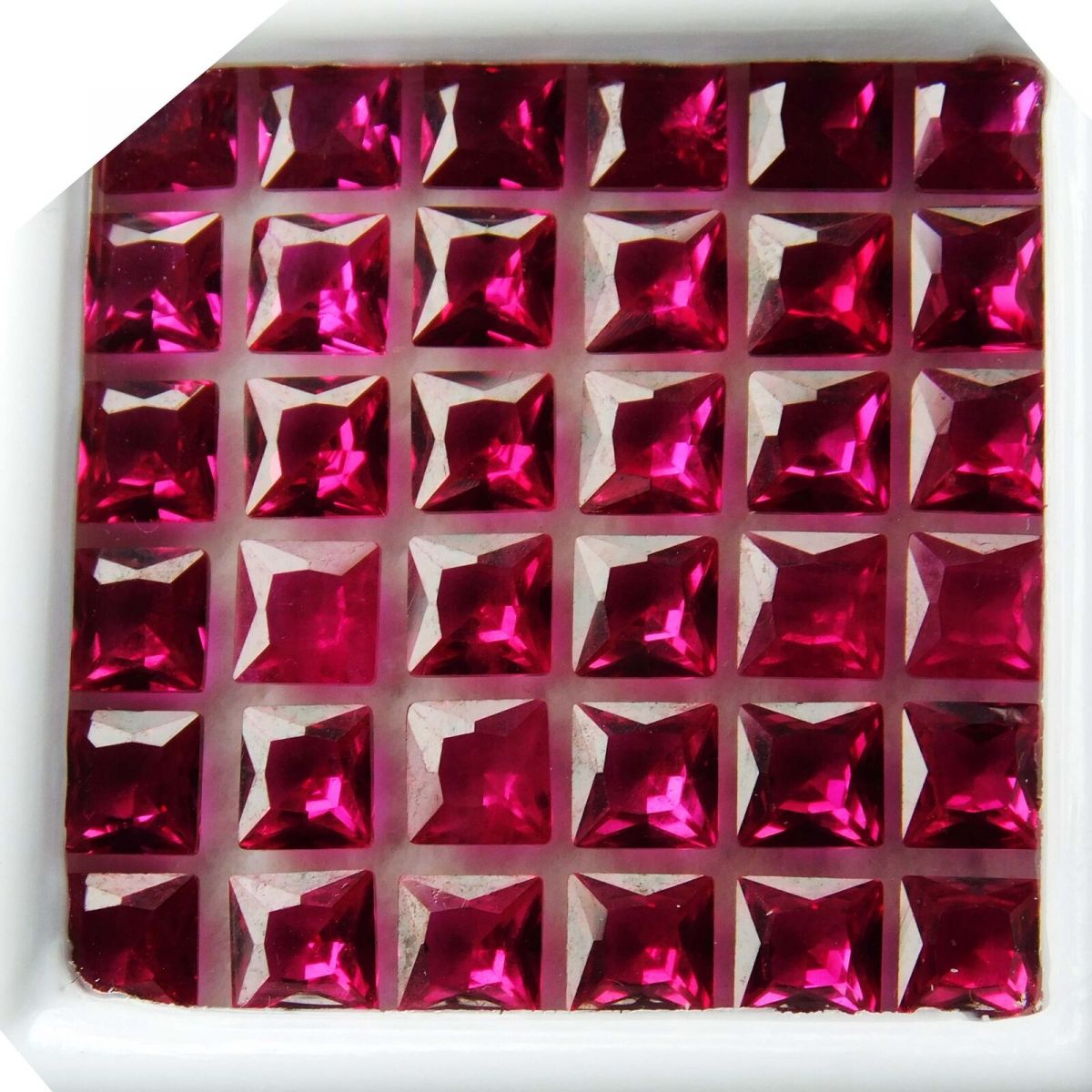 8 PCS NATURAL Red RUBY  Gemstone CERTIFIED Square Shape Lot