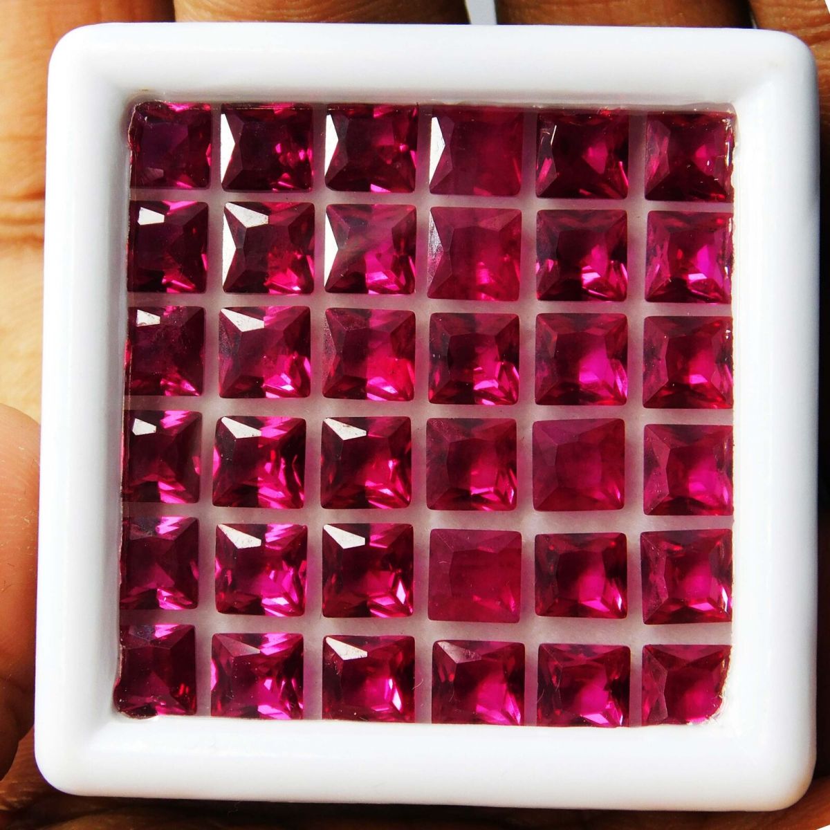 8 PCS NATURAL Red RUBY  Gemstone CERTIFIED Square Shape Lot