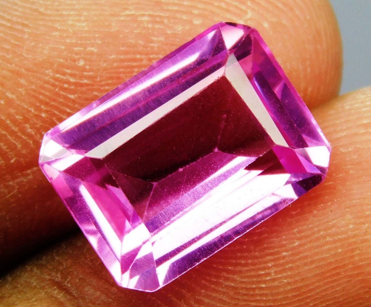 7.49 Ct Natural Flawless CEYLON SAPPHIRE Pink CERTIFIED Emerald Cut Gemstone