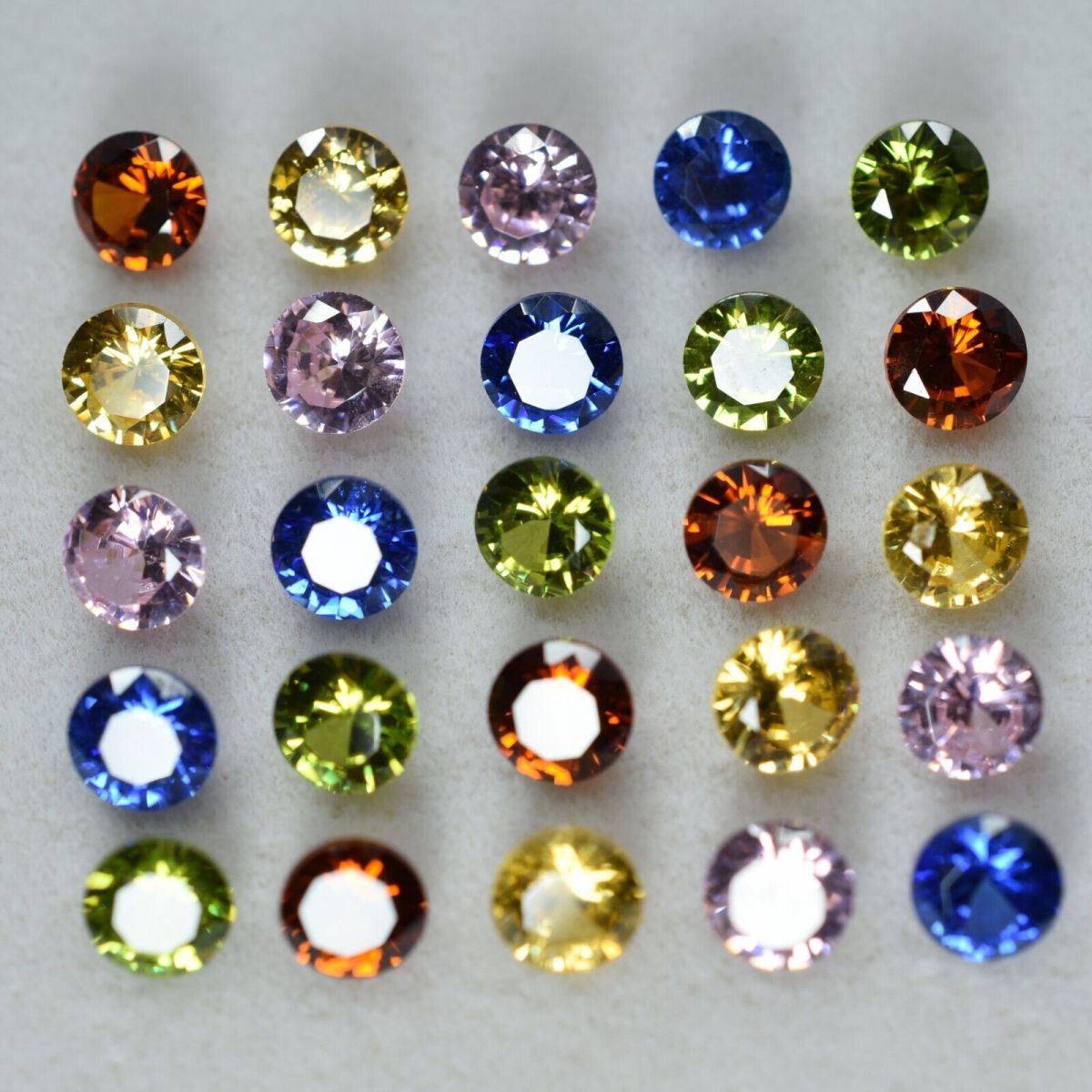 8 Pcs 5x5 MM Natural Sapphire Mix Color Round Lot CERTIFIED Gemstone