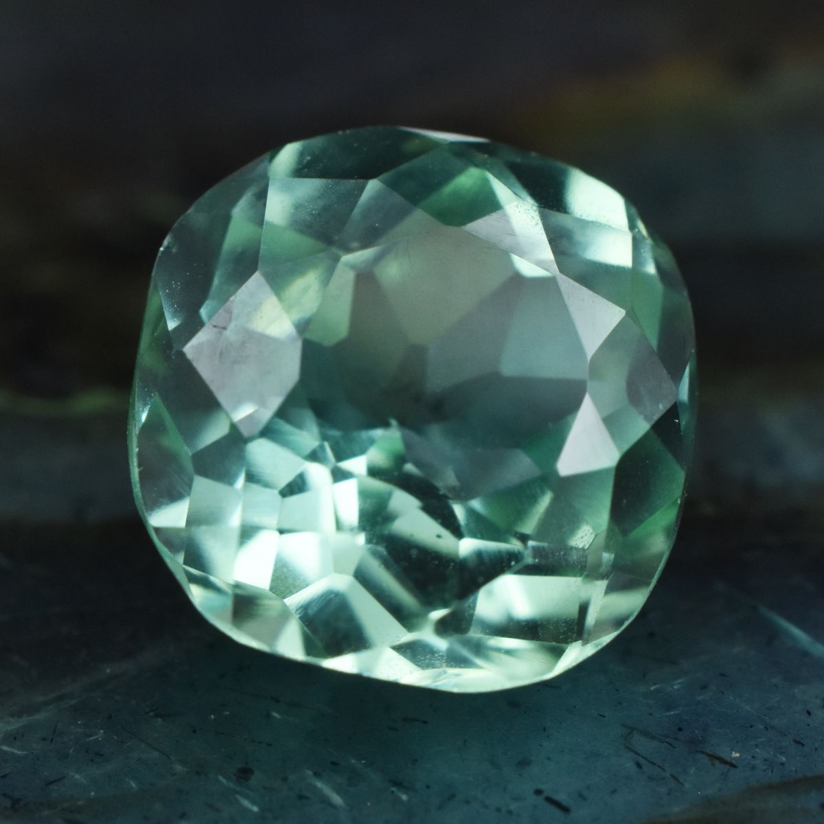 2.75Ct Square Cushion Cut Natural Bluish Green Sapphire Loose Gemstone CERTIFIED