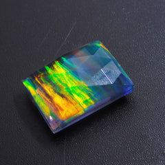 Natural Boulder Opal 14.65 Ct Emerald Cut Multi Color CERTIFIED Loose Gemstone