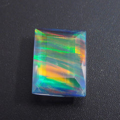 Natural Boulder Opal 14.65 Ct Emerald Cut Multi Color CERTIFIED Loose Gemstone