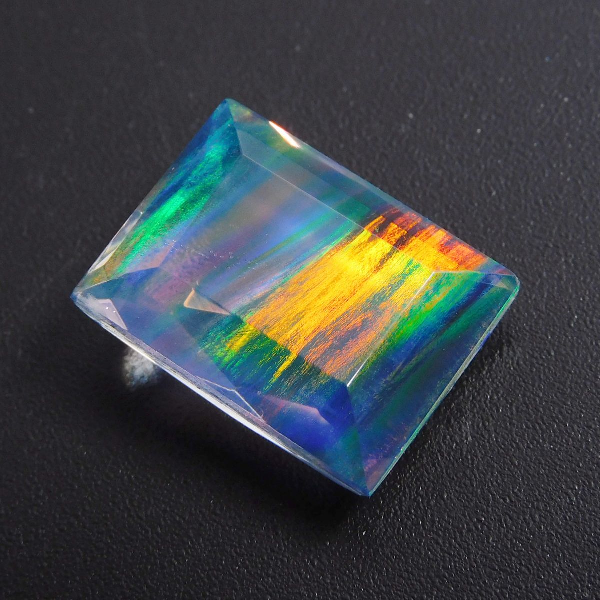 Natural Boulder Opal 14.65 Ct Emerald Cut Multi Color CERTIFIED Loose Gemstone