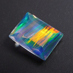 Natural Boulder Opal 14.65 Ct Emerald Cut Multi Color CERTIFIED Loose Gemstone