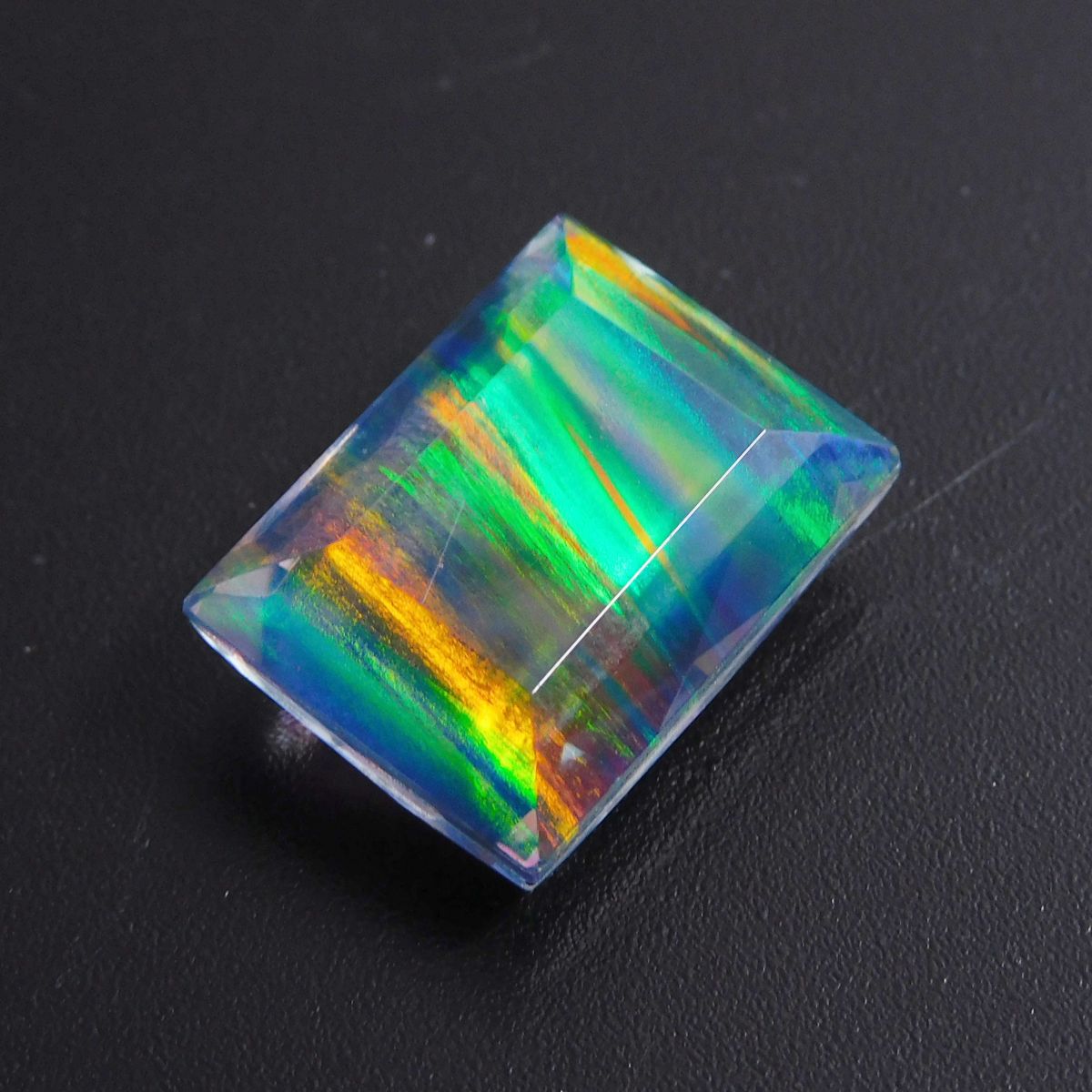 Natural Boulder Opal 14.65 Ct Emerald Cut Multi Color CERTIFIED Loose Gemstone