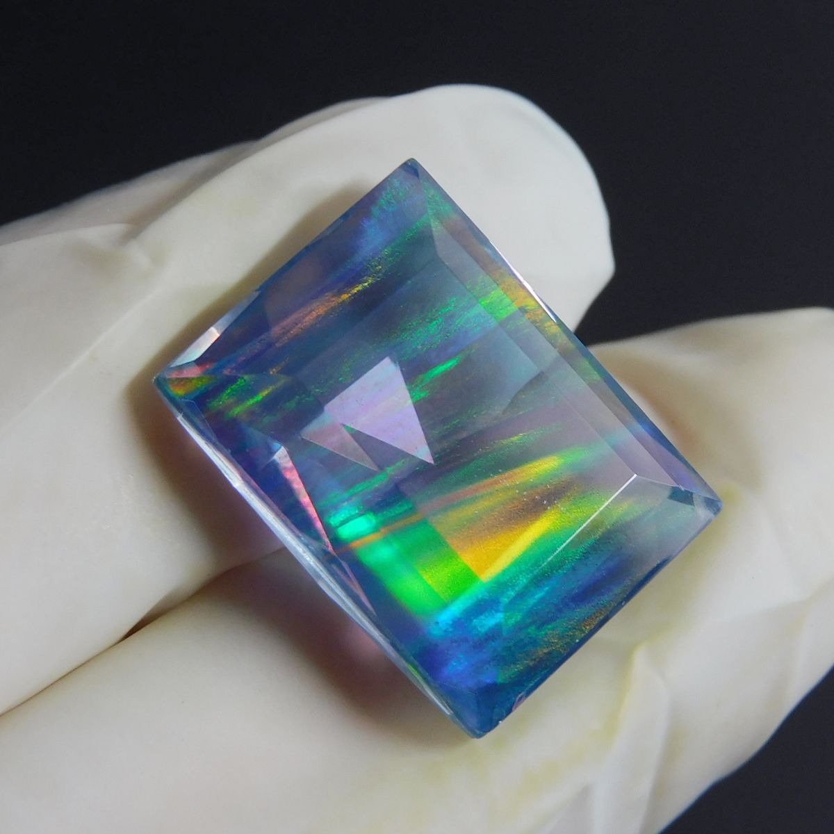 Natural Boulder Opal 14.65 Ct Emerald Cut Multi Color CERTIFIED Loose Gemstone