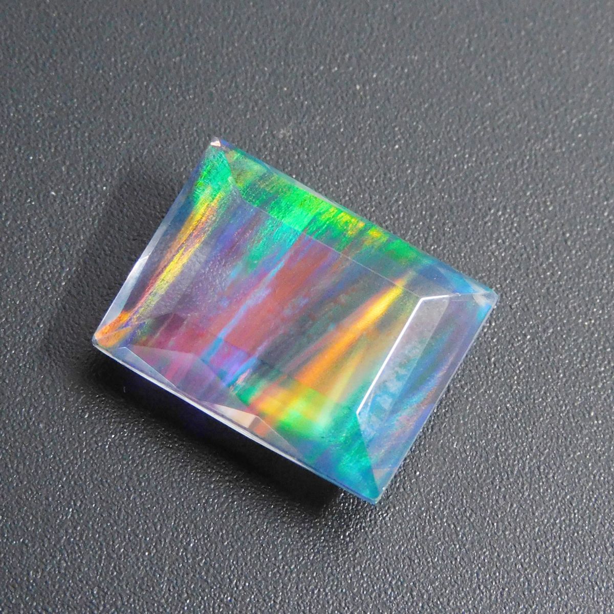 Natural Boulder Opal 14.65 Ct Emerald Cut Multi Color CERTIFIED Loose Gemstone