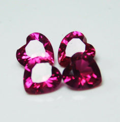 CERTIFIED Heart Cut 6 mm Lot 4 Pcs Natural Red Mogok Ruby Gemstone