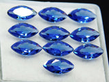 High-quality certified 10.23 carat natural blue sapphire lot, marquise shape, rare loose stones.