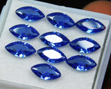 Natural blue sapphire gemstones, marquise cut, 7x5 mm, 10.23 ct total, certified and rare.