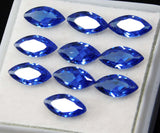 High-quality certified 10.23 carat natural blue sapphire lot, marquise shape, rare loose stones.