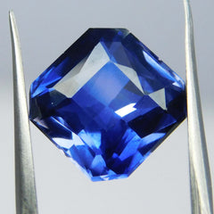 Rare 11.10 Carat Square Shape CERTIFIED Loose Gemstone Natural Sapphire Blue