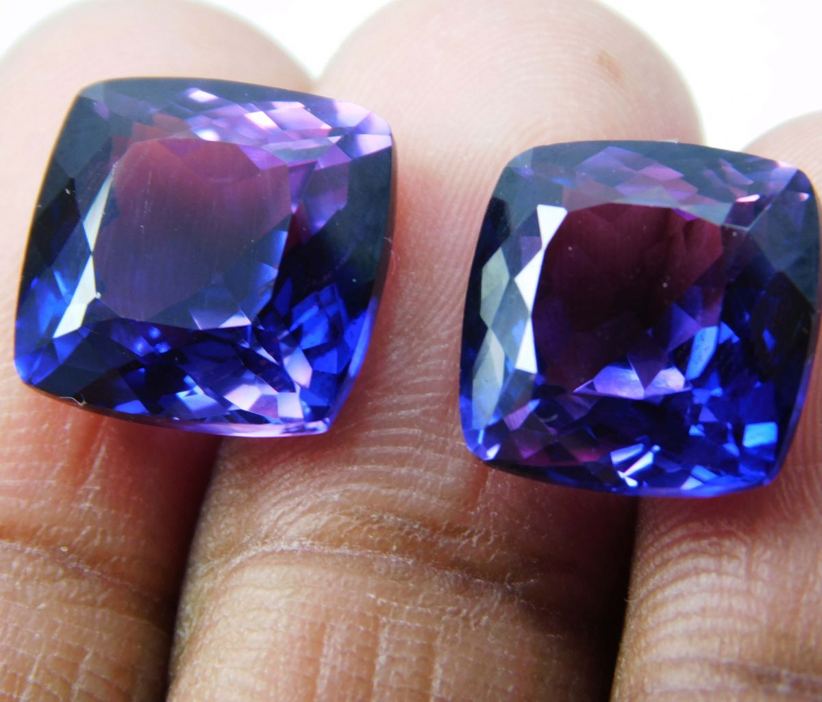 19.20 Ct Extremely Rare Natural Purple Tanzanite Square Cushion Cut CERTIFIED Loose Gem