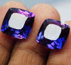 19.20 Ct Extremely Rare Natural Purple Tanzanite Square Cushion Cut CERTIFIED Loose Gem