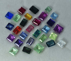 24 Pcs Natural Sapphire CERTIFIED Gemstone Baguette Shape 8x6 MM Lot