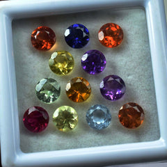 16 Pcs 6x6 mm Natural Sapphire Mix Color CERTIFIED Sapphire Round Lot Gemstone