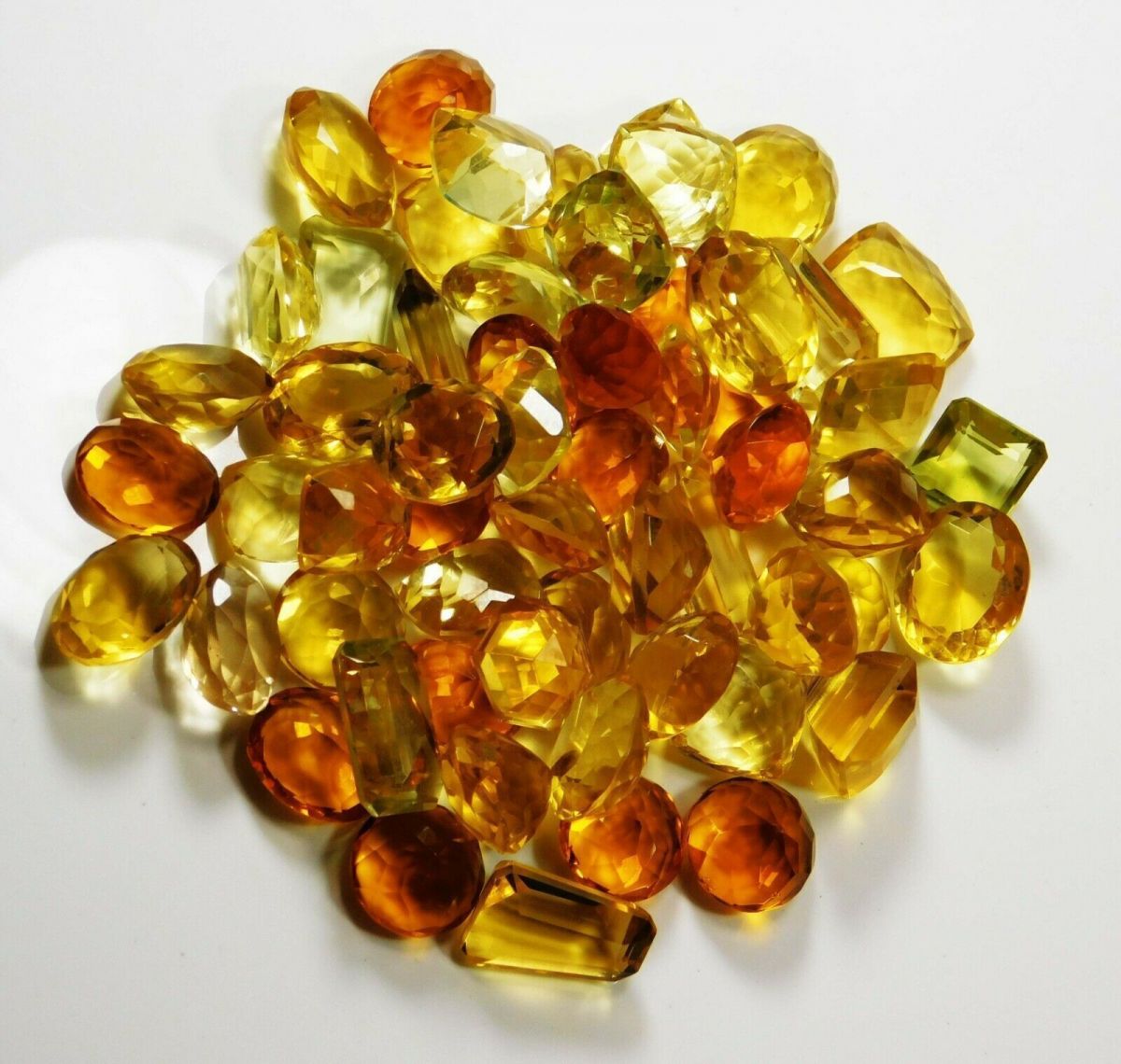 150 Ct Lab-Created YELLOW Topaz Lot MIX Shape & COLOR Loose Gemstone CERTIFIED