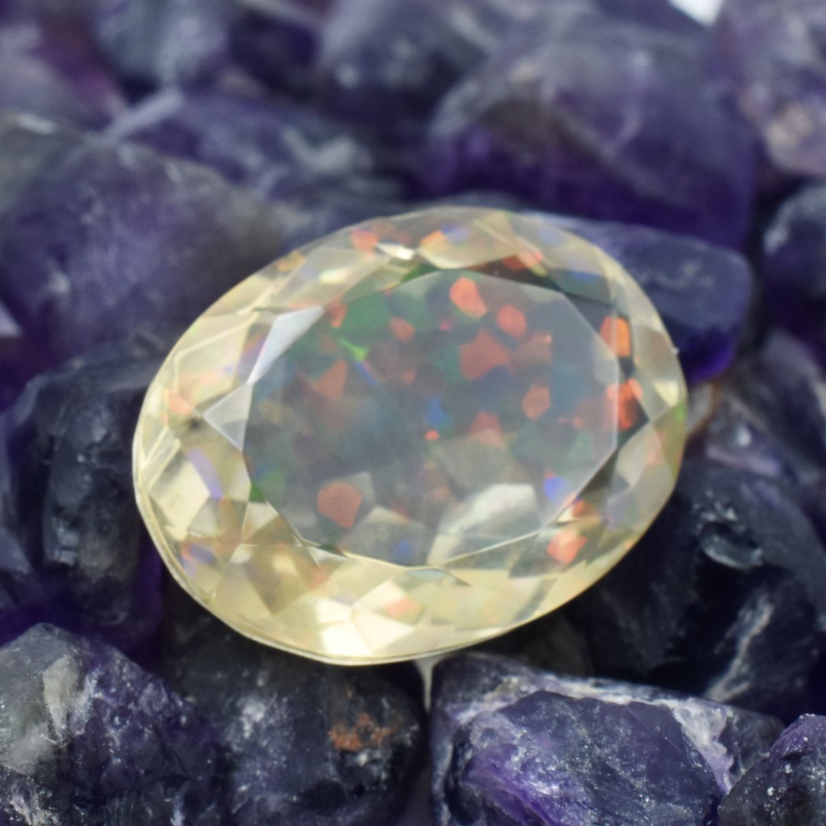 Ethiopian Opal Multi-Color Oval Cut 14.20 Ct Natural CERTIFIED Loose Gemstone