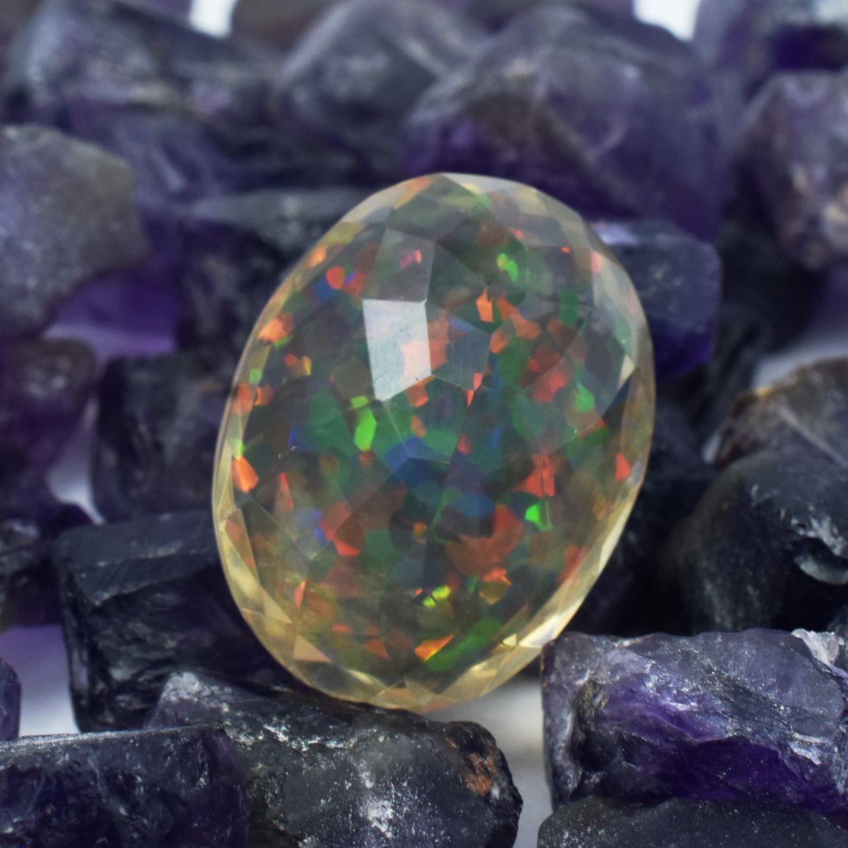 Ethiopian Opal Multi-Color Oval Cut 14.20 Ct Natural CERTIFIED Loose Gemstone