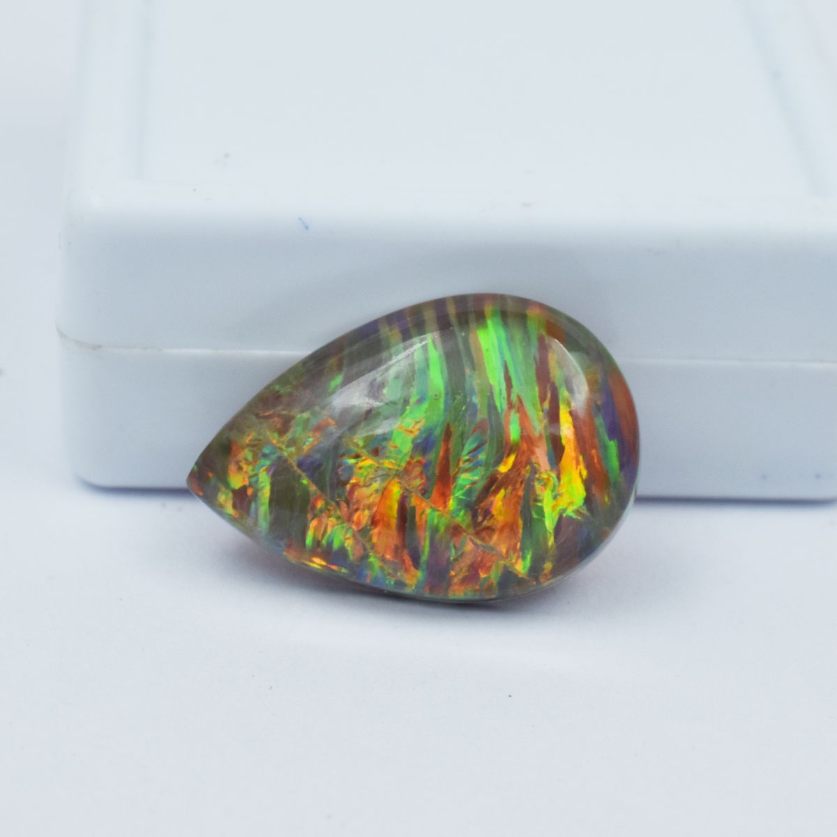 CERTIFIED Natural Pear Cut 13.95 Carat Opal Multi-Color Loose Gemstone