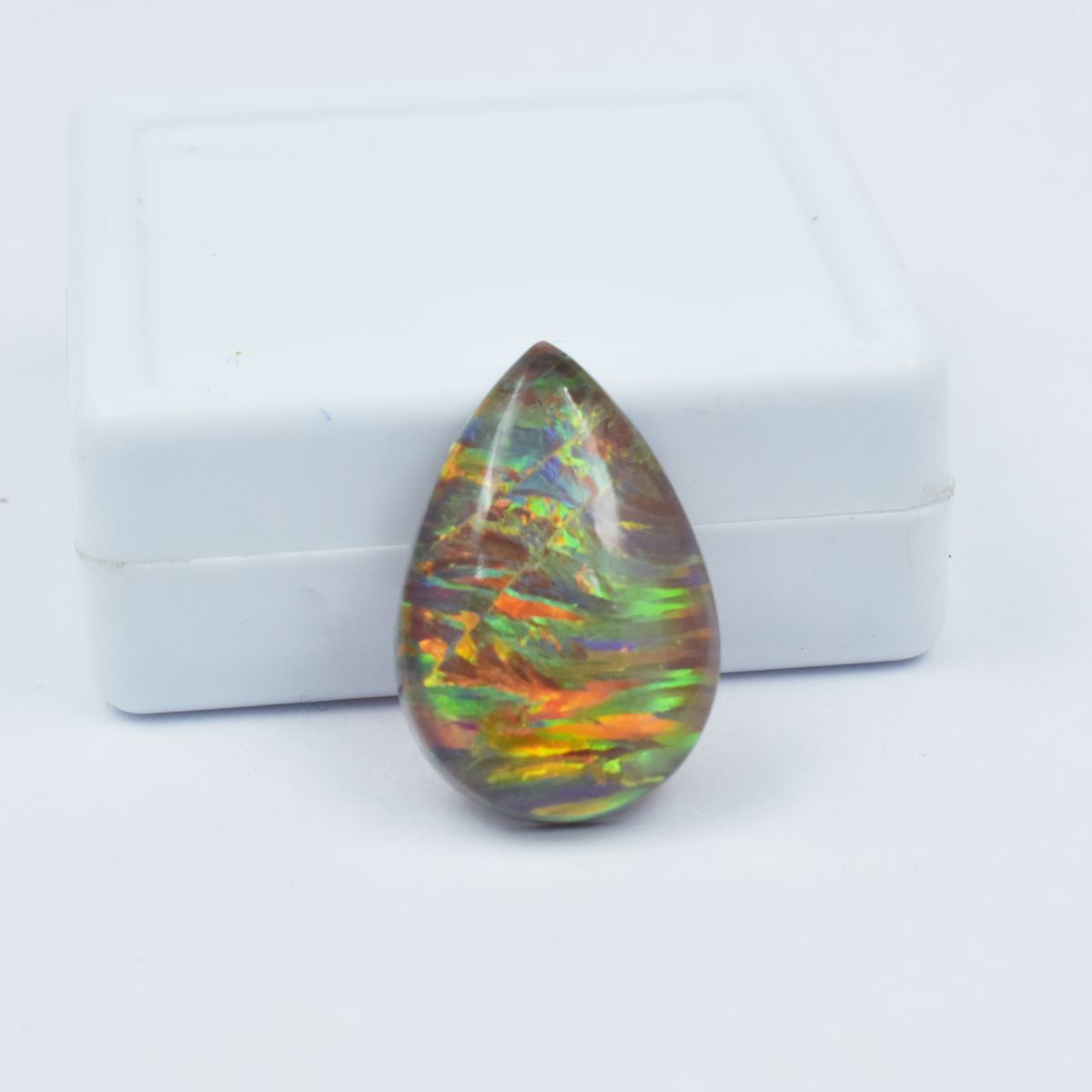 CERTIFIED Natural Pear Cut 13.95 Carat Opal Multi-Color Loose Gemstone