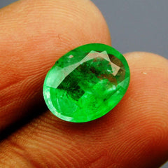 Green Emerald CERTIFIED 7 Carat Natural Oval Cut Colombian Loose Gemstone