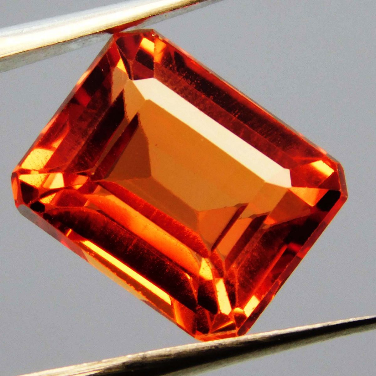 8.60 Ct Natural Sparkling Loose Gemstone Orange Sapphire CERTIFIED Emerald Cut