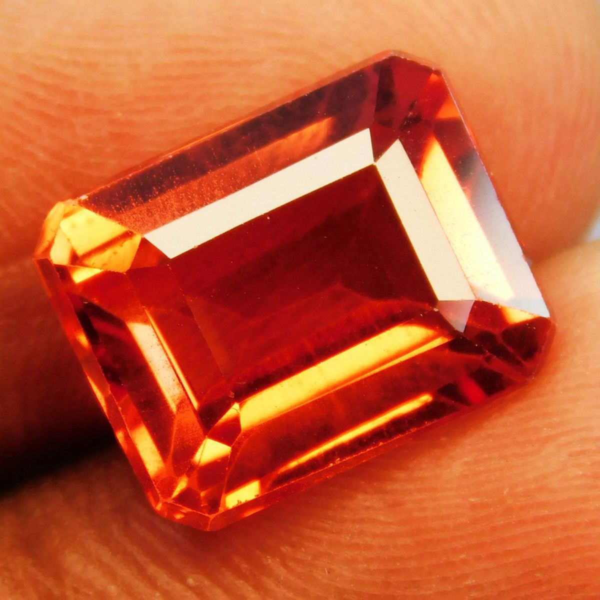 8.60 Ct Natural Sparkling Loose Gemstone Orange Sapphire CERTIFIED Emerald Cut