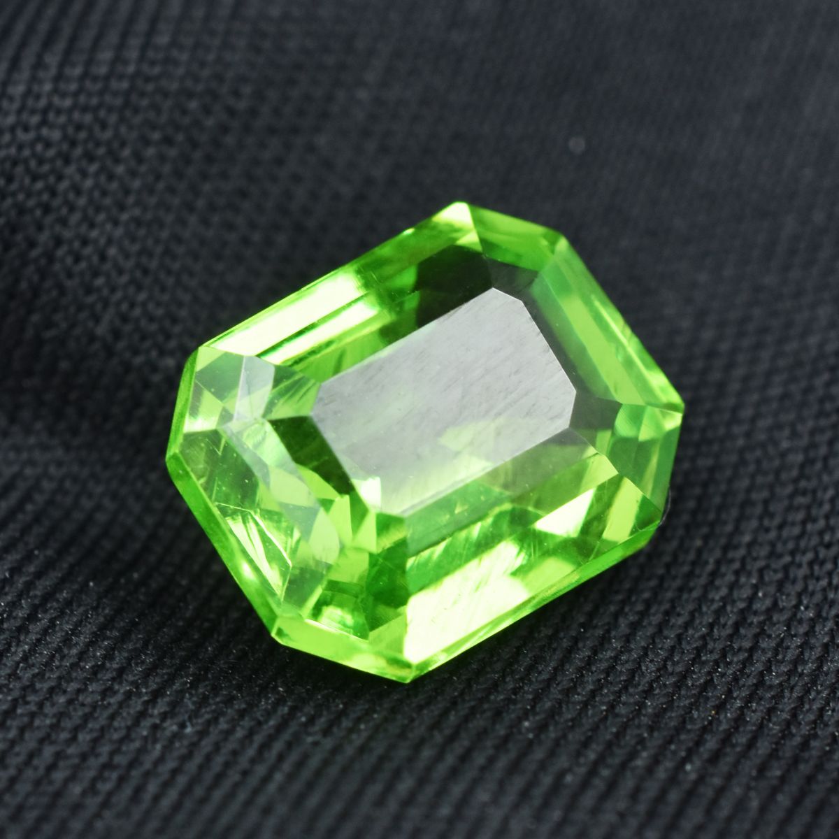 9.60 Ct NATURAL Stunning Green PERIDOT Rare Emerald Cut Loose Gemstone CERTIFIED