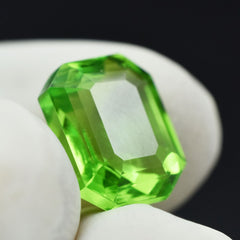 9.60 Ct NATURAL Stunning Green PERIDOT Rare Emerald Cut Loose Gemstone CERTIFIED