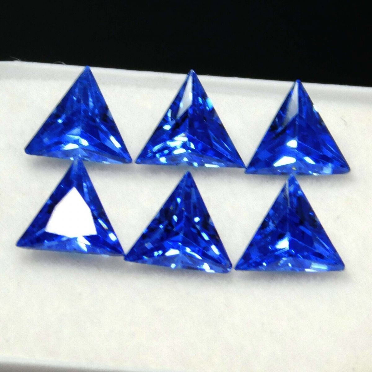 6 Pcs 5x5 mm Natural Sapphire Blue Trillion CERTIFIED Loose Gemstone