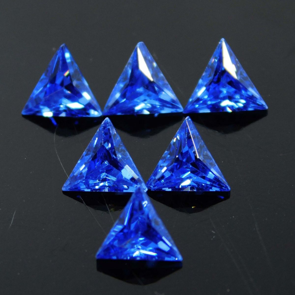 6 Pcs 5x5 mm Natural Sapphire Blue Trillion CERTIFIED Loose Gemstone