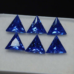 6 Pcs 5x5 mm Natural Sapphire Blue Trillion CERTIFIED Loose Gemstone