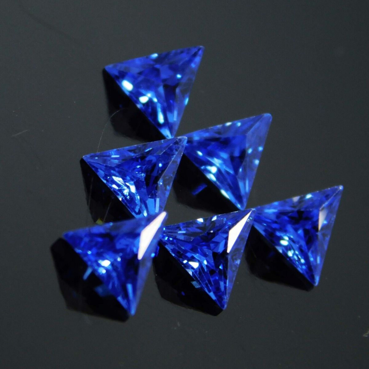 6 Pcs 5x5 mm Natural Sapphire Blue Trillion CERTIFIED Loose Gemstone