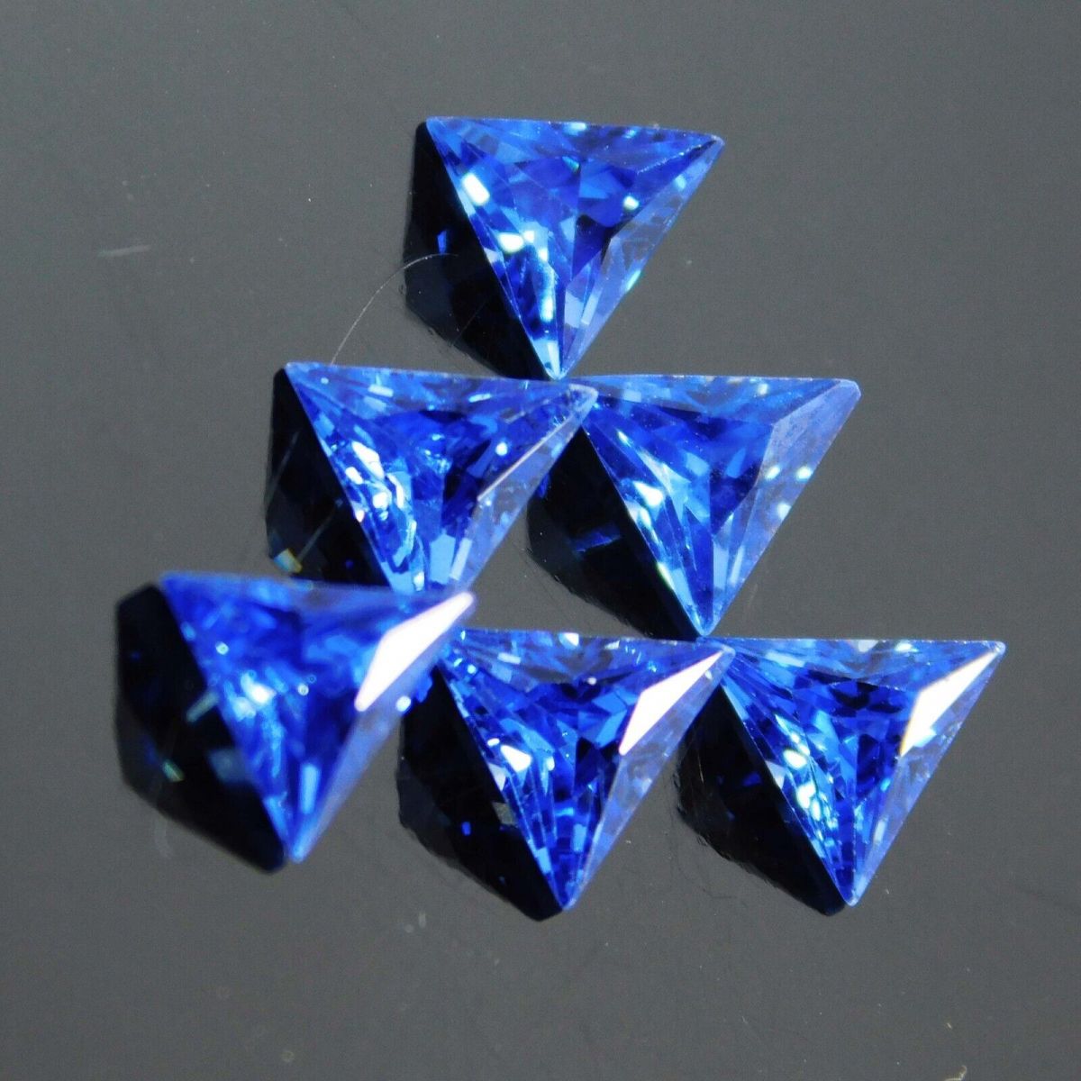 6 Pcs 5x5 mm Natural Sapphire Blue Trillion CERTIFIED Loose Gemstone