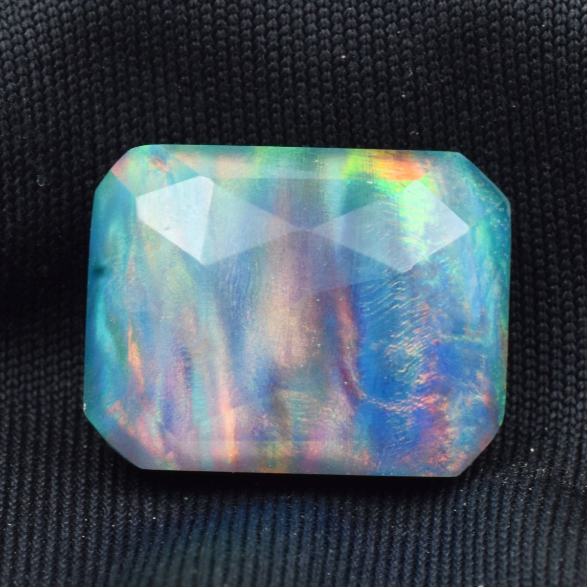 Natural Opal Multi-Color Emerald Cut 15.95 Ct Loose Gemstone CERTIFIED