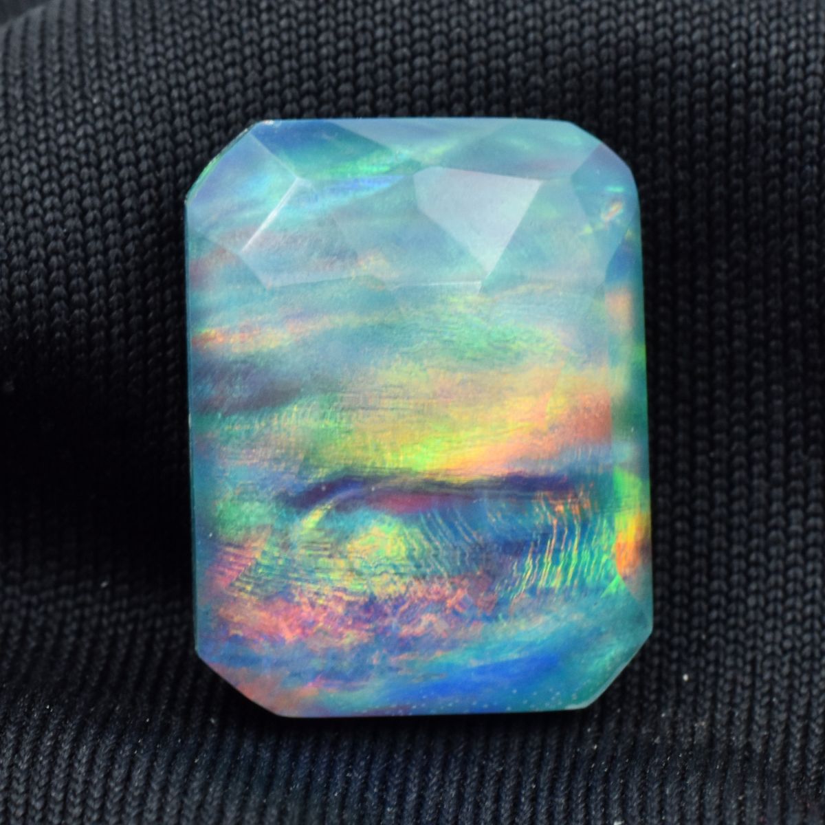 Natural Opal Multi-Color Emerald Cut 15.95 Ct Loose Gemstone CERTIFIED