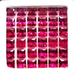 Ring Size Natural Red Ruby Loose Gemstone CERTIFIED 20 PCS Square Cut Lot 5 mm