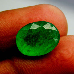 Natural Emerald Green Oval Cut 7 Carat Colombian Loose Gemstone CERTIFIED