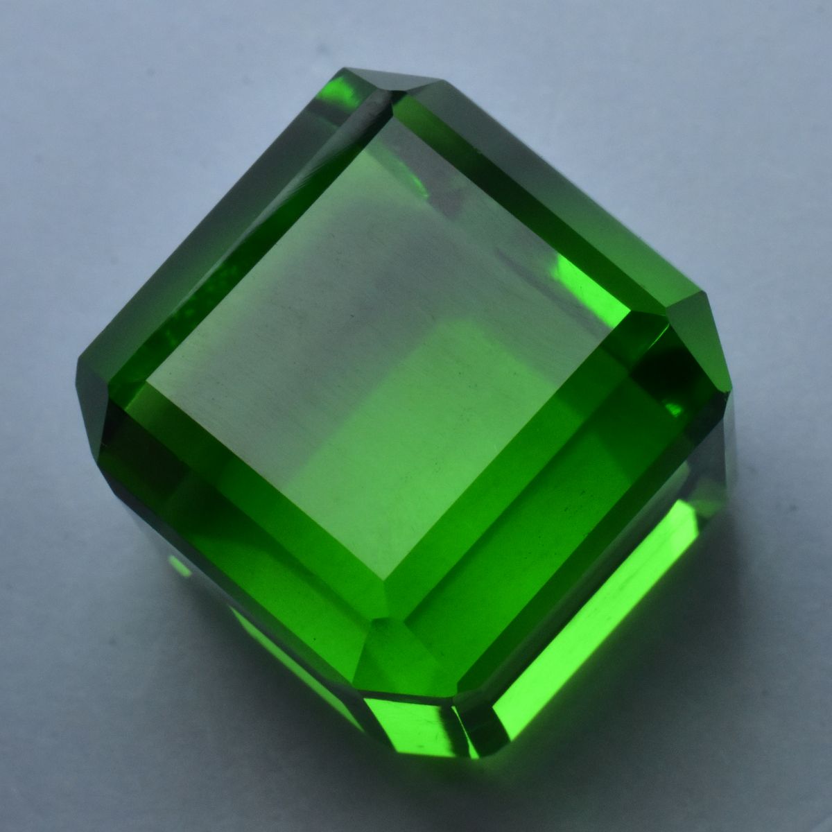 Lab-Created Green Peridot Cube Cut 50.25 Carat CERTIFIED Loose Gemstone