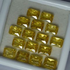 Yellow Emerald Cut 9 Pcs Sapphire Loose Gemstone 7x5 mm Lot Natural CERTIFIED