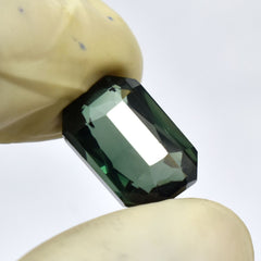 Sapphire 10.35 Ct Natural Rare Emerald Cut Deep Green CERTIFIED Loose Gemstone