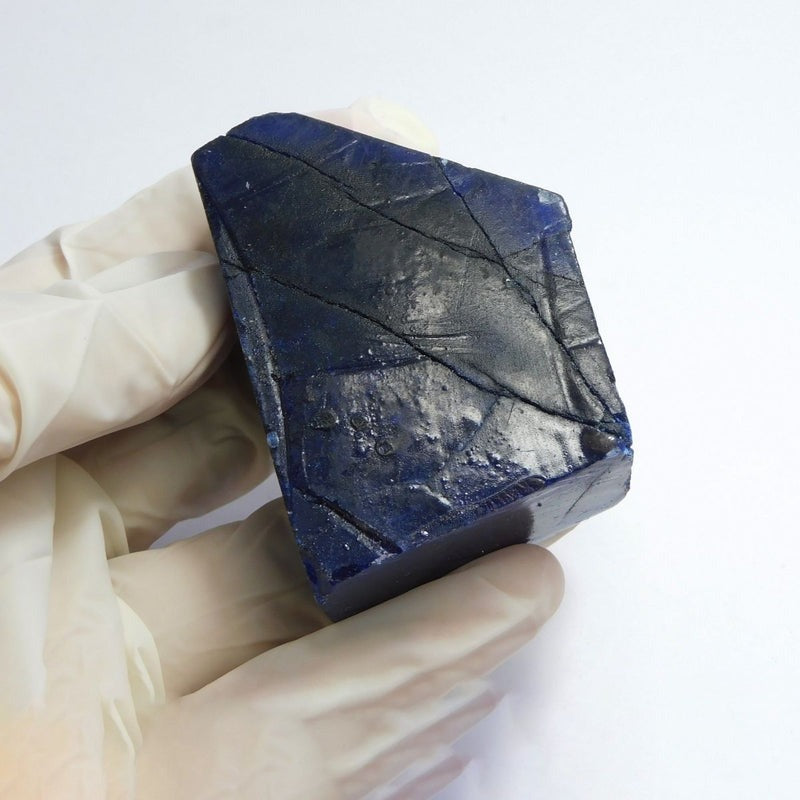 natural blue tanzanite rough gemstone close up view