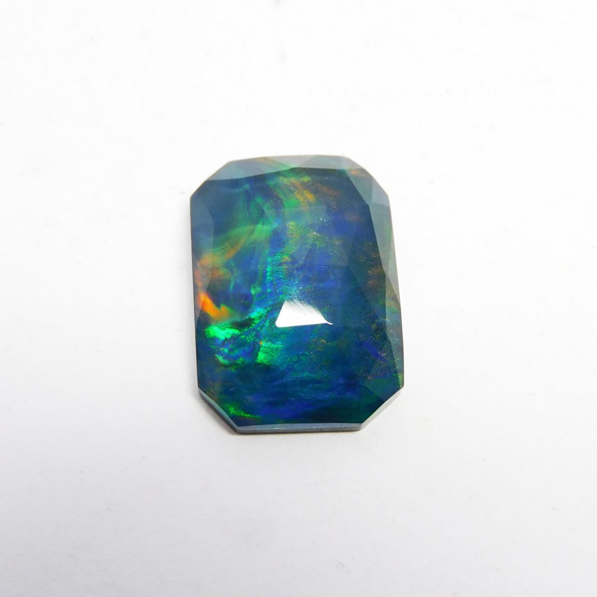 Emerald Cut Natural Doublet Multi Color Opal 12.65 Ct Loose Gemstone CERTIFIED